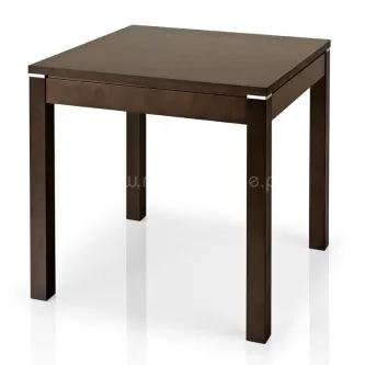 Mesa Alvito quadrada em madeira castanha escura com quatro pernas retas