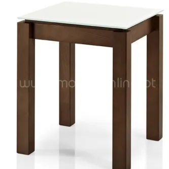 Mesa Horos quadrada em madeira castanha com tampo branco