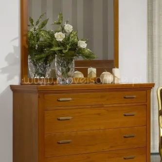 Cómoda com espelho Douro em madeira, com vasos e flores brancas