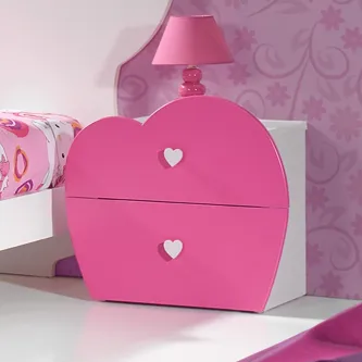 Mesa de cabeceira Zik Zak 10 rosa em forma de coração com duas gavetas