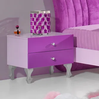 Mesinha de cabeceira Zik Zak 12 rosa com duas gavetas e puxadores em cristal