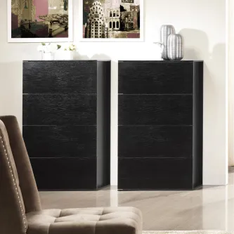 Camiseiro Curva Sintra preto com quatro gavetas e acabamento liso