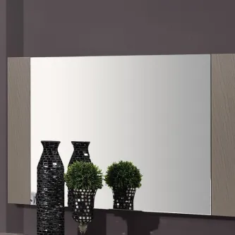Espelho Lille 1 retangular com moldura clara sobre cómoda com vasos e plantas decorativas