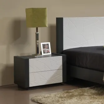 Mesa de cabeceira Turtel preta e branca com candeeiro e porta-retrato