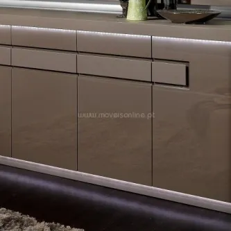 Aparador Jupiter 2 lacado bege com gavetas superiores e portas inferiores