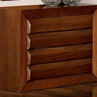 Cómoda Zen 1 em madeira castanha com quatro gavetas horizontais