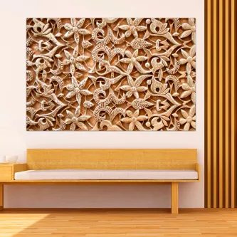 Quadro mosaico Alhambra com padrão floral geométrico em tons terra