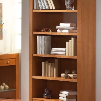 Livreiro 2g Primavera Alto em madeira com prateleiras, livros e objetos decorativos