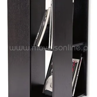 Livreiro giratório Olympic preto com prateleiras verticais e livros