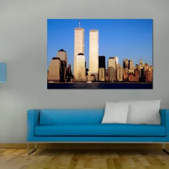 Vista das Torres Gémeas sobre o skyline de Nova Iorque