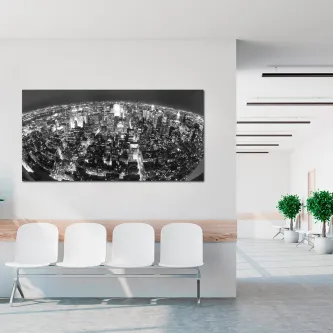 Quadro el mundo, vista aérea panorâmica de cidade em preto e branco