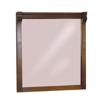 Espelho Díana com moldura de madeira escura e cornija superior