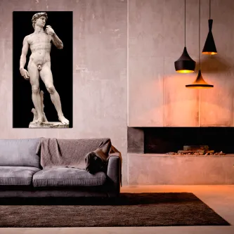 Quadro da escultura David de Miguel Ângelo numa sala de estar moderna