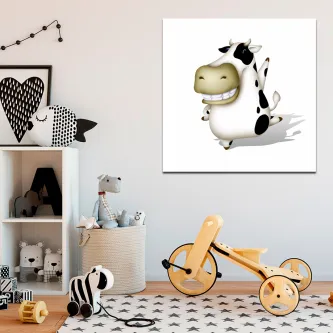 Quadro com vaquinha sorridente em quarto juvenil