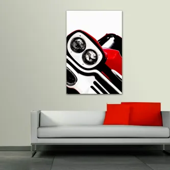Quadro Color Pop com close-up de farol de carro clássico em vermelho