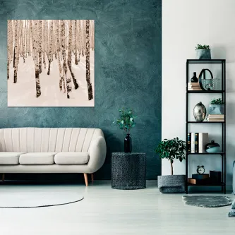 Quadro Bosque Nevado com troncos de bétulas sobre neve