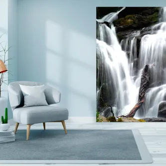 Quadro Água fresca com cascata exuberante na parede de uma sala luminosa