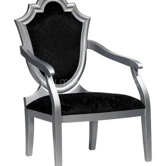 Cadeirão Palermo com estrutura prateada e estofado preto