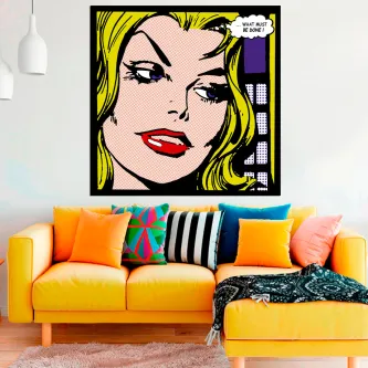 Quadro What Must Be Done rosto de mulher em estilo pop art com balão de fala