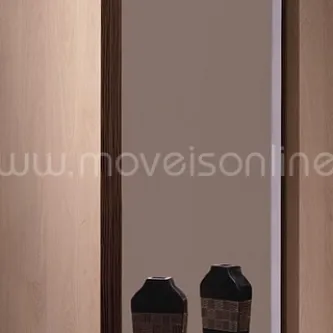 Moldura penteador Cibel espelho vertical em madeira com dois vasos