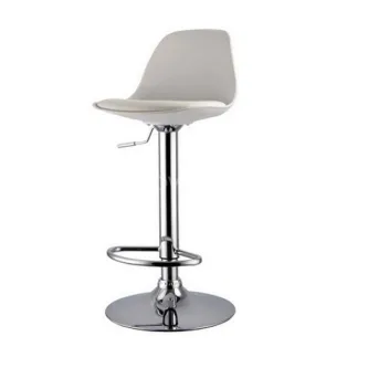 Banco de bar tow rg com assento branco ajustável e base cromada