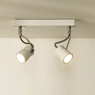 Plafon Samba 2L branco com dois focos orientáveis montado no tecto