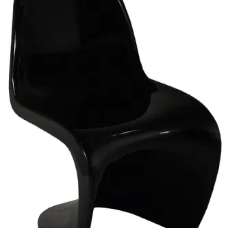 Cadeira Panton preta brilhante vista lateral