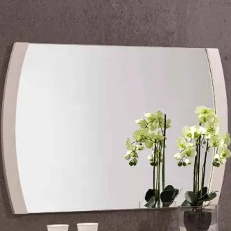 Espelho retangular com moldura prateada e orquídeas refletidas