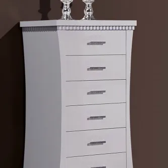 Camiseiro Alto Imperio branco com seis gavetas e laterais curvas