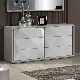 Cómoda Divine II branca com seis gavetas e acabamento lacado