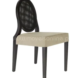 Cadeira Monalisa FS com encosto oval em palhinha e assento estofado bege