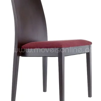 Cadeira Nelly SR em madeira escura com assento estofado vermelho