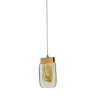 Candeeiro de teto Grani 1L com vidro transparente e interior dourado