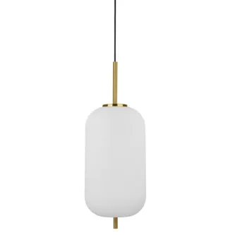 Candeeiro de teto Lato Cube branco com difusor oval e haste dourada