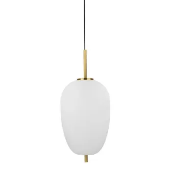Candeeiro de teto Lato Oval branco com detalhes dourados e cabo preto