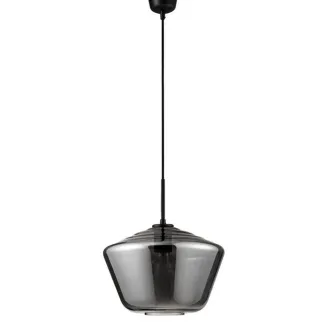 Candeeiro de teto Veiro Round com cúpula de vidro fumado e cabo preto