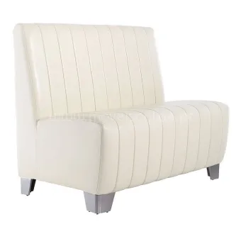 Maple Rock poltrona sem braços em couro branco com costuras verticais e pés metálicos