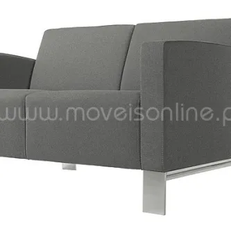 Sofa Cassis 2 lugares cinza com braços rectos e pés metálicos