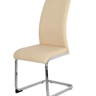 Cadeira de cozinha Karina bege estofada, pernas em metal cromado