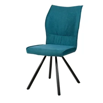 Cadeira Aida estofada azul turquesa com pernas pretas em metal