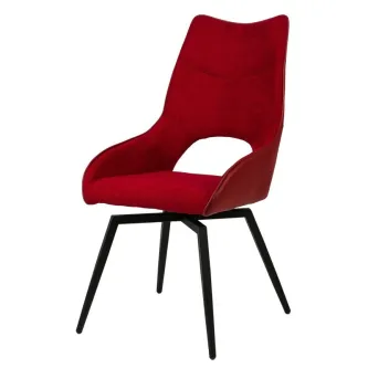 Cadeirão Noa vermelho estofado com pernas metálicas pretas