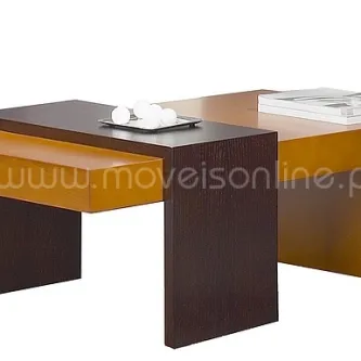 Mesa de centro Paços de Ferreira em madeira escura e tampos amarelos