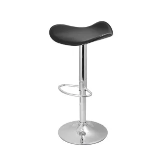 Banco de bar Samba com assento sela preto e base cromada com apoio de pés