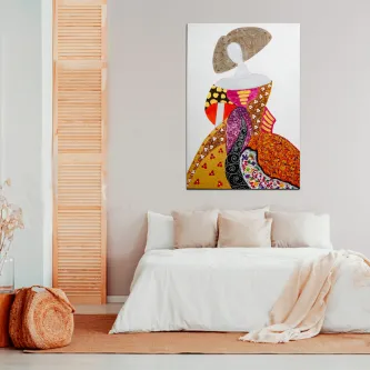 Pintura especial estilo Velázquez com figura feminina abstrata sobre cama