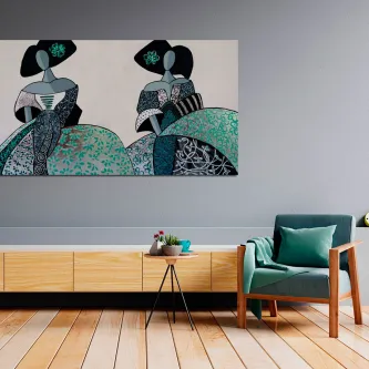 Box Duo Meninas com duas figuras femininas estilizadas em verde e preto