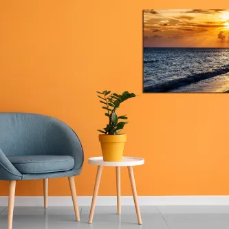 Pintura Pintando Reflexos no Mar com pôr-do-sol e reflexos na água