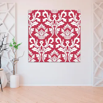 Pintura de filigrana digital vermelha com padrão floral simétrico
