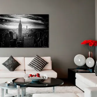 Quadro preto e branco da paisagem urbana de Nova Iorque com Empire State Building