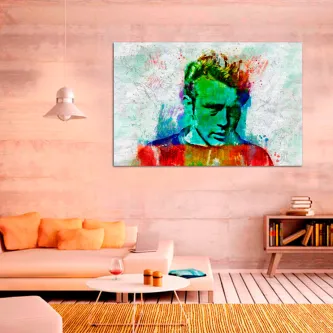 Pintura de James Dean em estilo pop-art pendurada numa sala