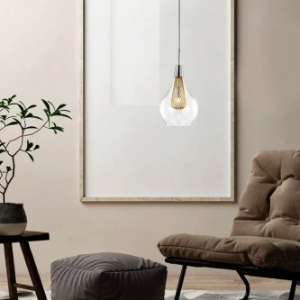Candeeiro de teto filo 1l pendente em vidro com lâmpada decorativa